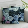 thumbnail image 3 of Black Pillow Cover Handmade Black Pillow Shams, Ribbon Rose Flowers Floral Theme Pillow Shams, Pillow Shams, Square Silk - Black Rose, 3 of 7