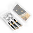 thumbnail image 4 of Salouo Abstract Gold Floral Galaxy Pattern 3 Pieces Toddler Utensils, Kids Silverware Set Stainless Steel Utensils for Kids Children Safe Spoons Forks & Knife Dishwasher Safe, 4 of 8