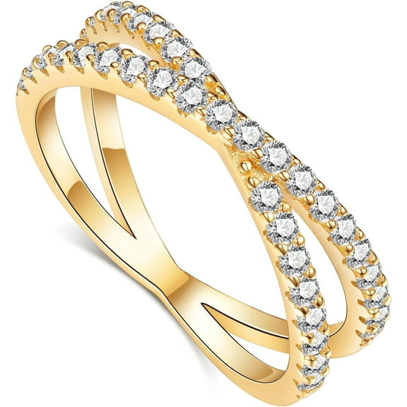 CFIOZYOS Moissanite Eternity Ring, Criss Cross Wedding Bands for Women - Sterling Silver Stackable Rings Size 4-11