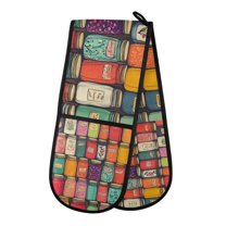 Yayeee Double Oven Mitt Kitchen Heat Resistant Baking 35" x7" Quilted Glove, Beige Jar