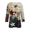 thumbnail image 5 of Women's Vintage-Inspired 3/4 Sleeve T-Shirt, Independence Day Motif Printed Casual Top for Concerts, Lightweight & Fade-Resistant,Red 2XL, 5 of 5