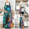 thumbnail image 6 of Kitchen Apron with 2 Pockets Adjustable waterproof Cooking Aprons for Women Men Chef Owl on Branch with Colorful Star, 6 of 7