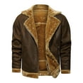 thumbnail image 4 of Fgnfyis Leather Jacket for Men Autumn Winter Fashion Casual Solid Color Pocket Zipper Integration Thick Coat Mens Winter Jacket Brown XXXXL, 4 of 5