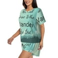 thumbnail image 5 of Lafuoo Not All Those Who Wander Are Lost1 Pattern Women's Round Neck Short Sleeve Pajamas Set, Button Pajamas Elastic Band Pajamas Home Wear-Small, 5 of 9