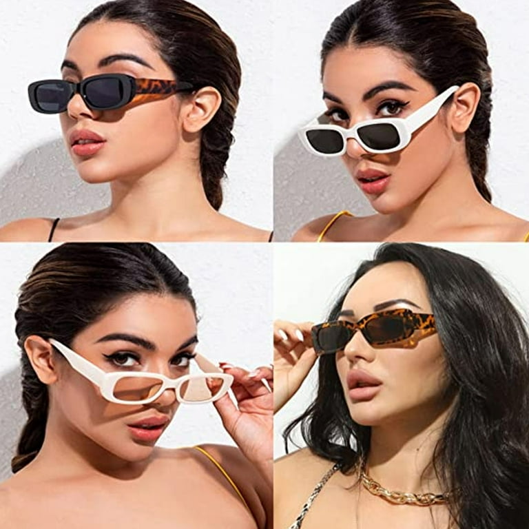 Rectangle Retro Vintage Sunglasses For Women Rectangular Chunky Glasses