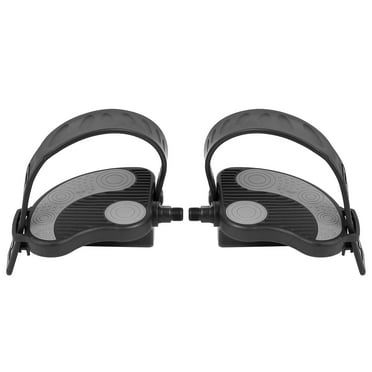 Pair Bicycle Pedals 9/16'' Spindle Platform with Adjustable Belts Foot Strap Black Gray for Road Mountain Folding Bike