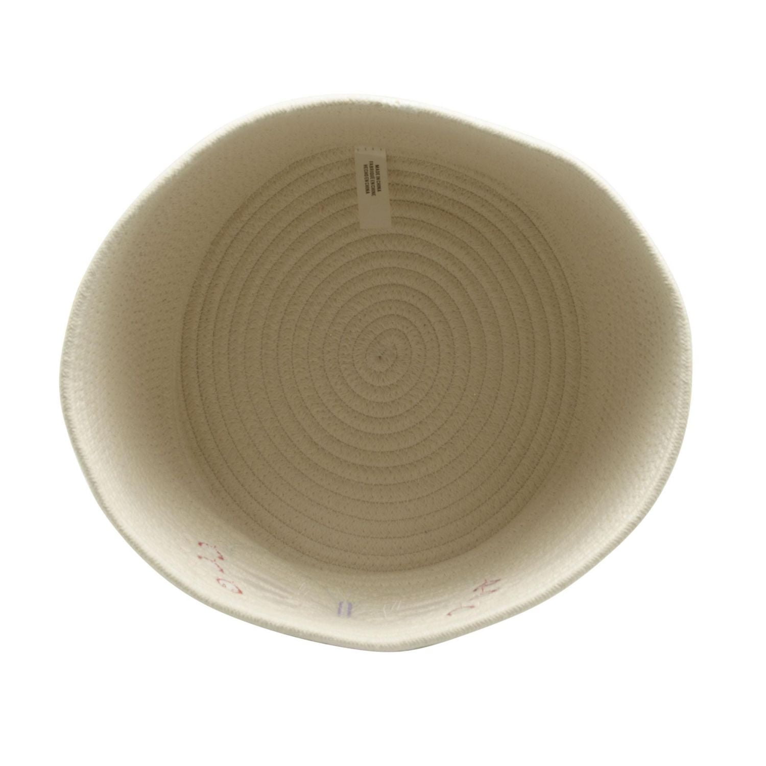 Cotton Rope Storage Basket with Boucle Butterfly Patch, Ivory