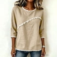 thumbnail image 6 of Jinhomg Ladies 3/4 Sleeve Blouses Cotton Blend Tops with Frayed Edge Lightweight Business Casual Summer Outfits for Women 2026 Khaki,XL, 6 of 9
