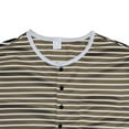 thumbnail image 5 of RYDCOT Men's Casual Striped Long Sleeved Round Neck Half Button Pullover with Pocket Top Khaki, 5 of 8