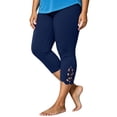 thumbnail image 2 of vzibsiv Women Capris Pull on Pants Blue High Waist Lace Hem Capri Leggings Size 2XL, 2 of 6