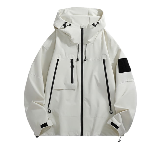 WRKEKC Manteau de Travail Polyvalent pour Homme à Manches Longues avec Capuchon, Manteau Utilitaire d'Extérieur Durable avec Multiples Poches pour Tenue Décontractée Blanc TG