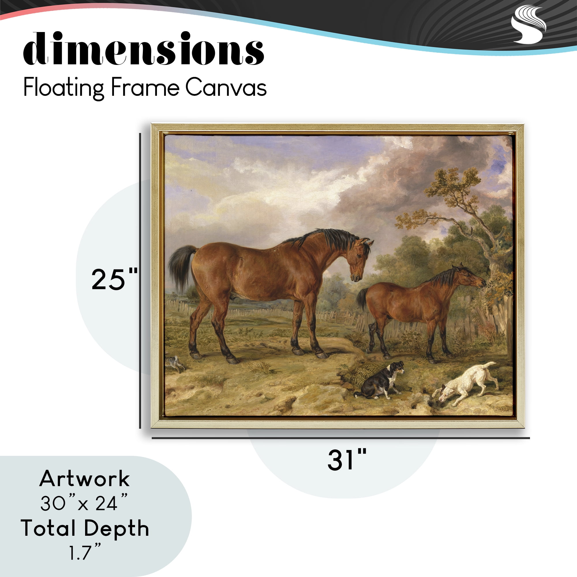 Stupell Industries Classic Portrait of Horses Gold Framed Floater Canvas Wall Art, design by Tina LeCour