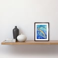 thumbnail image 2 of Blue Whale With Multicolour Patterns Folk Art Watercolour Painting Artwork Framed Print Wall Art 9X7 Inch, 2 of 5