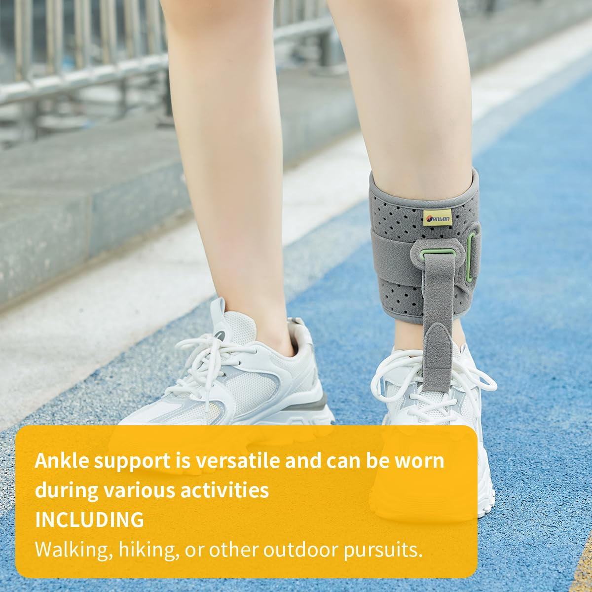 Tenbon Ankle Support Drop Foot Brace Orthosis - Comfort Cushioned Adjustable Wrap Compression For Improved Walking Gait, Prevents Cramps Ankle Sprains (Gray)