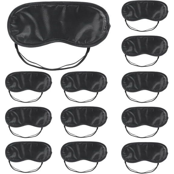 Lightproof Sleep Eye Mask, Soft Polyester Blindfold with Elastic Strap, Portable Lightweight Eye Shade for Travel & Night Sleep(RL 12 PCS)