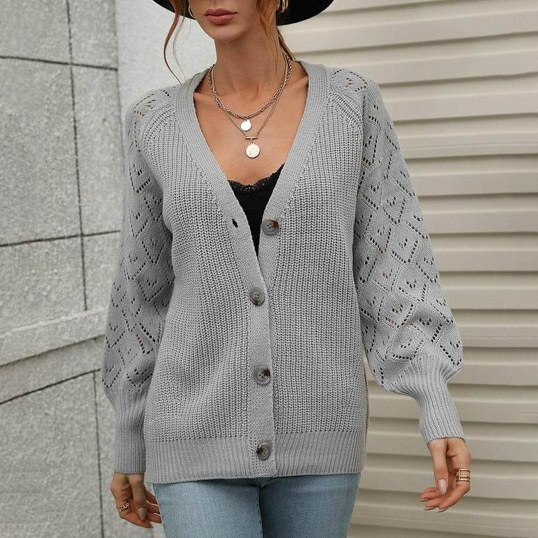 Fall Clothes, Cable Knit Sweater Women, Women's Sweaters Women's Thick  Sweater Autumn And Winter Button Solid Color Knitted Cardigan Long Sleeve
