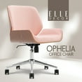 thumbnail image 2 of Elle Decor Ophelia Office Chair, Curved Bentwood Low-Back and Seat, Chrome Swivel Base, Woven Fabric, Blush Pink, 2 of 9