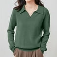 thumbnail image 6 of Duoif Womens Sweaters, Women's Collar Pullover Sweater - Elegant Knitted Base Layer Fall Sweaters for Women Green XL, 6 of 8