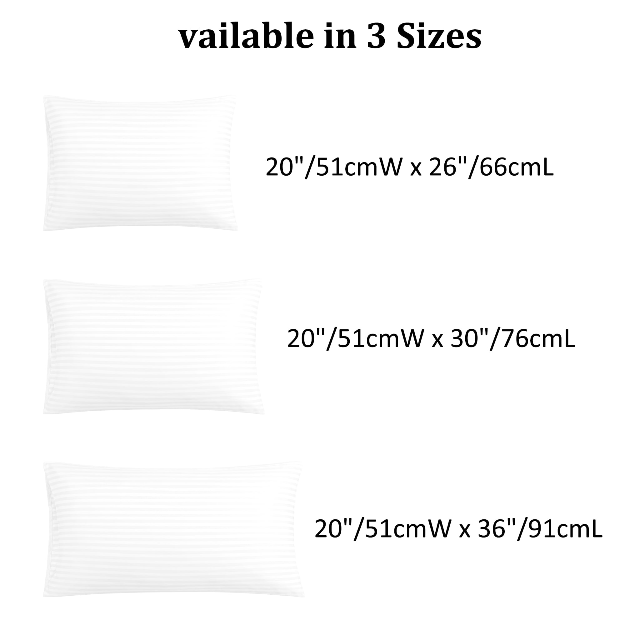Unique Bargains Soft Durable Set of 2 Microfiber Striped Pillowcase White Standard（20"x26")