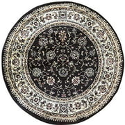 Traditional Round Persian Floral Area Rug 330,000 Point Brown Burgundy Beige Design 601 (4 Feet X 4 Feet)