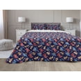 thumbnail image 1 of Dinosaur Comforter & Sham Bedding Set, 3 Different Cartoon Dinosaurs Funny Expressions and Bones Theme, 3 pcs Duvet Set Microfiber Filling Quilt, 5 Sizes, Navy Blue Orange Red, by Ambesonne, 1 of 4