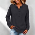 thumbnail image 2 of Edvintorg Sweaters for Women Casual Loose Button Knit Sweater Long Sleeve Crew Neck Pullover Top Plus Size Clothes for Women Black M, 2 of 9