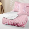 thumbnail image 4 of Manfei Pink Bow Letter C Twin Quilt Set for Girls, Princess Style Twin Coverlet Set, 4 of 7