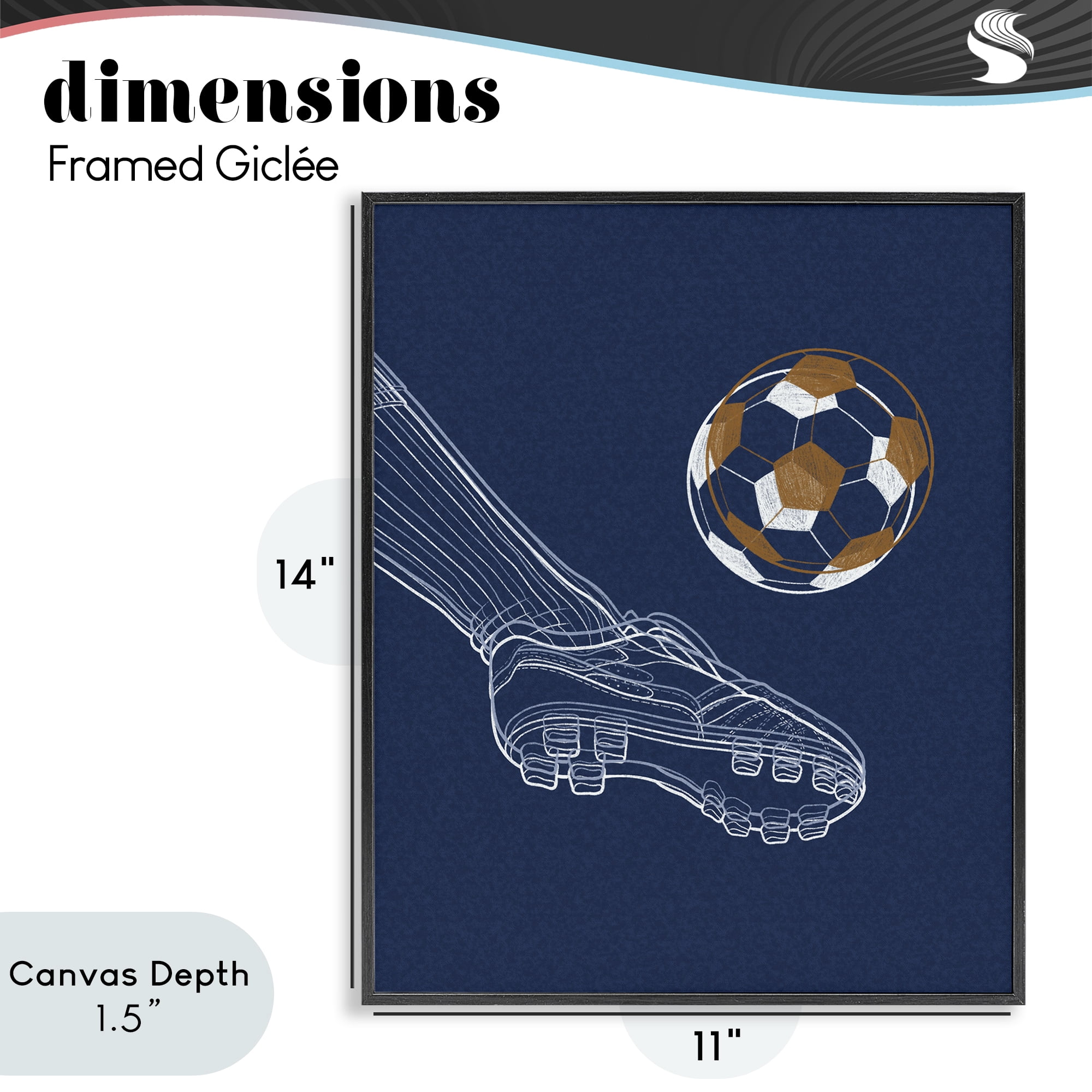 Stupell Industries Soccer Lines Contour Black Framed Giclee Art, design by Marcus Prime