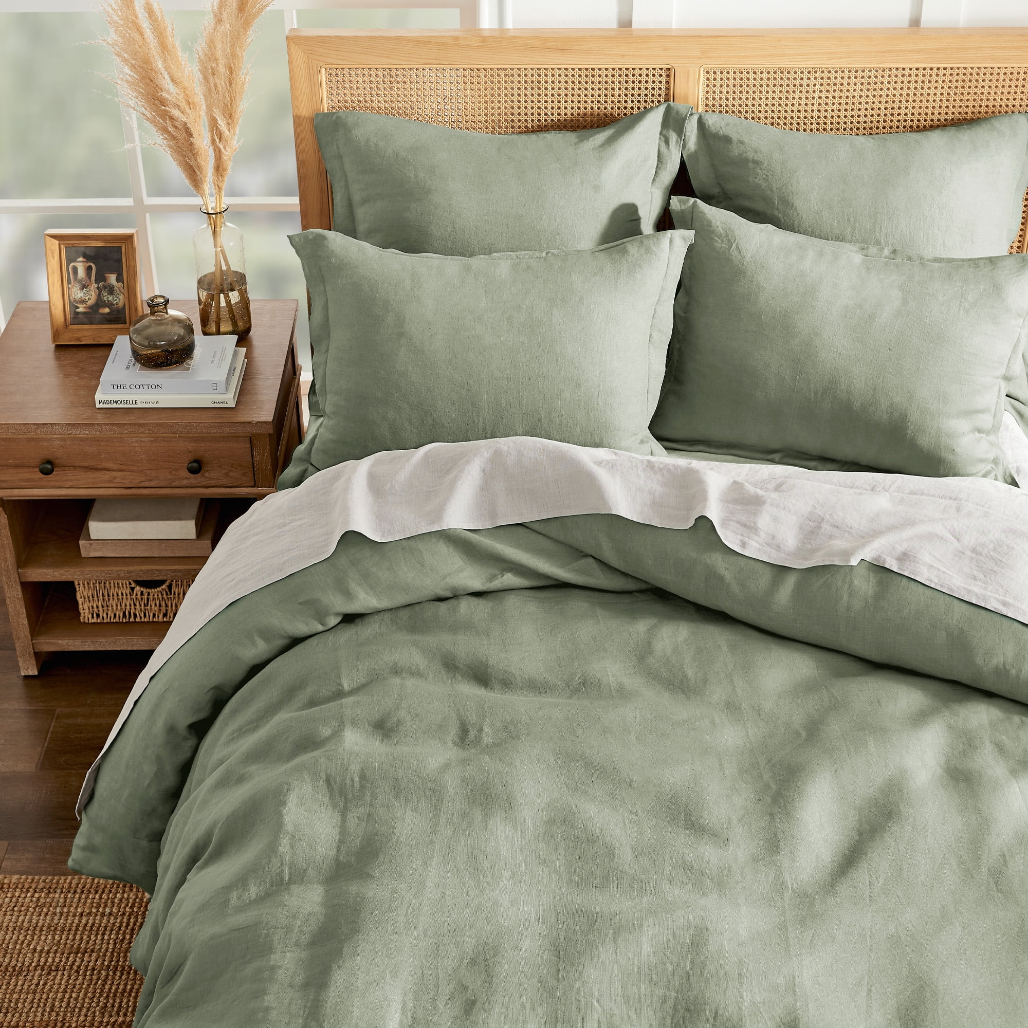 Levtex Home - 100% Linen - Queen Duvet Cover - Washed Linen - Sage Green - Duvet Cover Size (90x94in.)