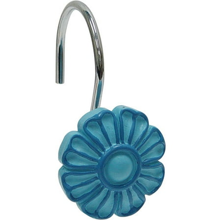 Elegant Home Resin Hooks Blue Flower Design, 12