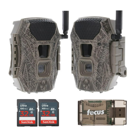 Wildgame Innovations Terra Cell 16MP Cellular Trail Camera (2-Pack) Bundle with 32GB Ultra SDHC UHS-I Memory Card (2-Pack) and USB Card Reader (9 Items)