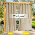 thumbnail image 3 of NICETOWN 2 Panels Outdoor Patio Curtains Windproof Top & Bottom Grommet & Back Tab, Biscotti Beige, W52 x L84, Thermal Insulated Windproof Drapes Keep Privacy for Yard/Porch with Ropes for Fixed, 3 of 11