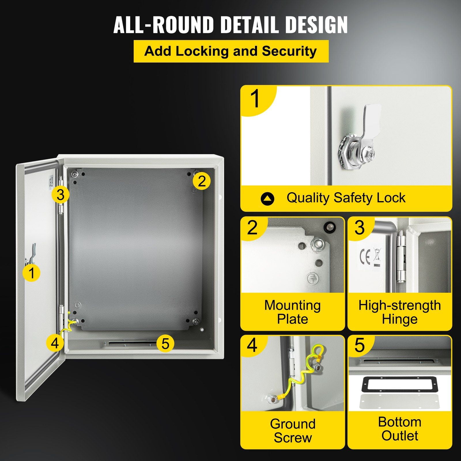 CAFORKP 10"x8"x6" NEMA 4X Steel Enclosure, IP66 Rated Watertight & Dustproof Electrical Box for Indoor/Outdoor Wiring, Includes Mounting Bracket