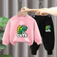 thumbnail image 3 of Toddler Tracksuit Girl 4T 2PCS Fall Loungewear Outfits Cute Print Crewneck Long Sleeve Sweatshirt Joggers Pants 3-9T, Pink, 5 Years, 3 of 3
