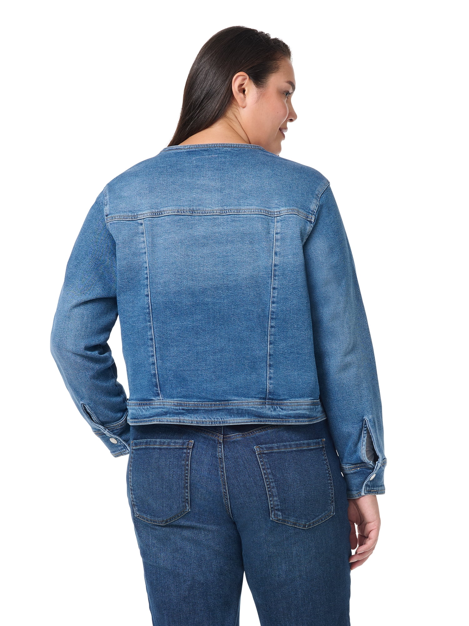 Gloria Vanderbilt Swan Series Women's Plus Collarless Denim Jacket, Sizes 0X-4X