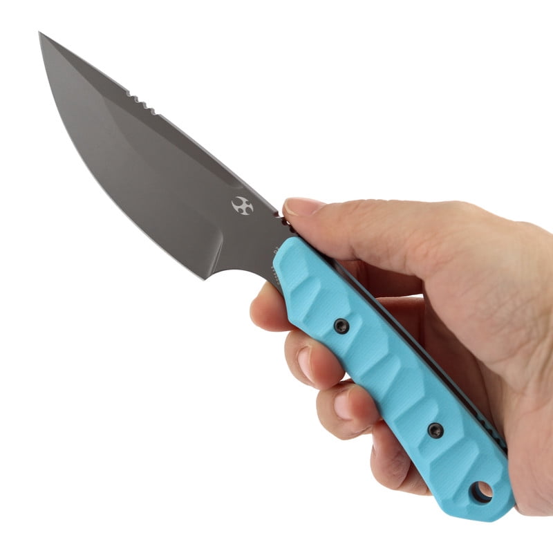 Kansept Flank Fixed Blade Knife,3.69'' Grey Coated D2 Blade,Sky Blue G10 Handle Pocket Tactical Knives,G006A6,with sheaths