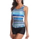 thumbnail image 4 of Traje De Baño De Mujer, Traje De Baño Con Estampado De Rayas De Cuello Redondo Slim Fit Para Fiesta En La Playa, 4 of 7