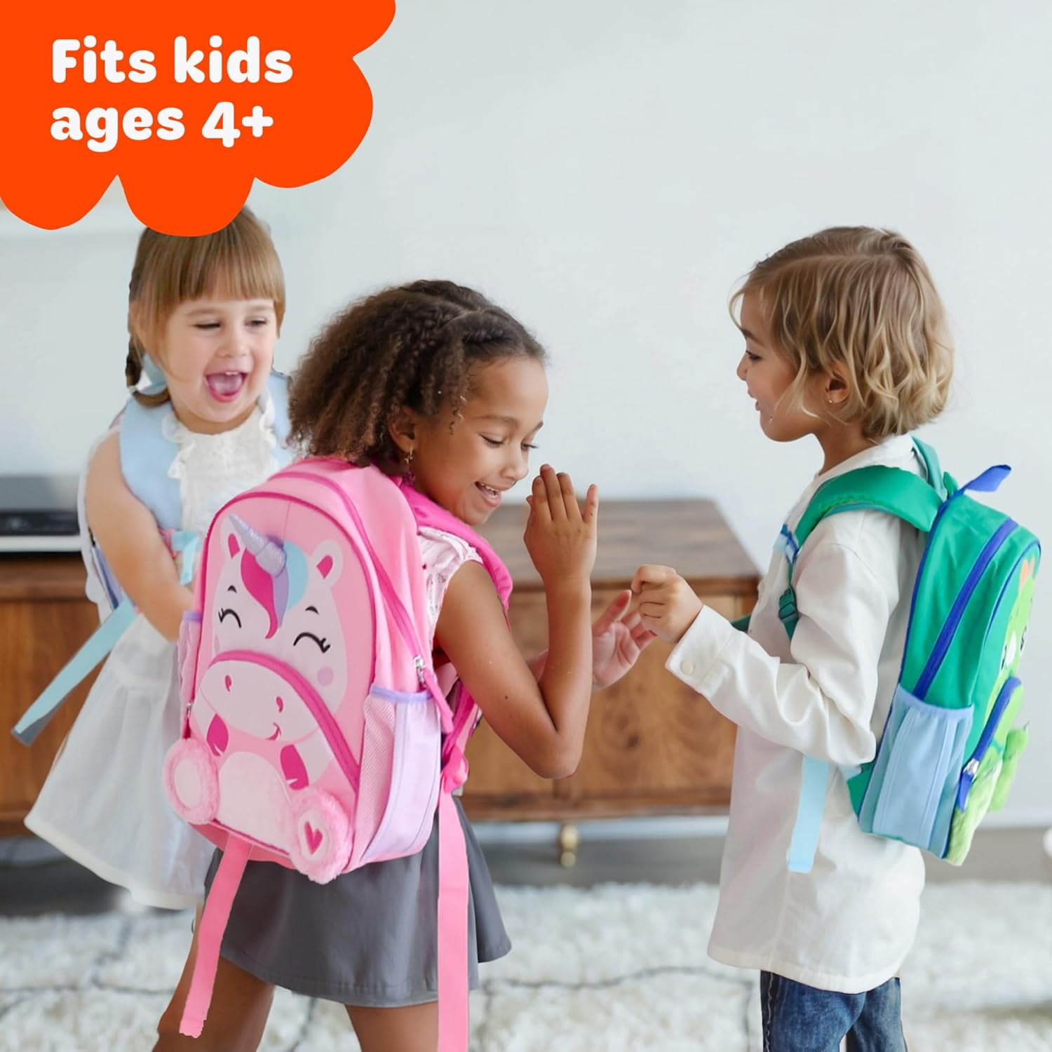 Move2Play, Dinosaur Kids Backpack | Kids Size | Elementary School, Kindergarten Book Bag | Designed for Boys & Girls Ages 4+ Year Olds | Travel Ready