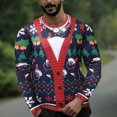 thumbnail image 2 of Pompotops Hauts Amusants pour Hommes Imprimé de Noël Col Rond Manches Longues T-Shirt Blouse en Solde, 2 of 5