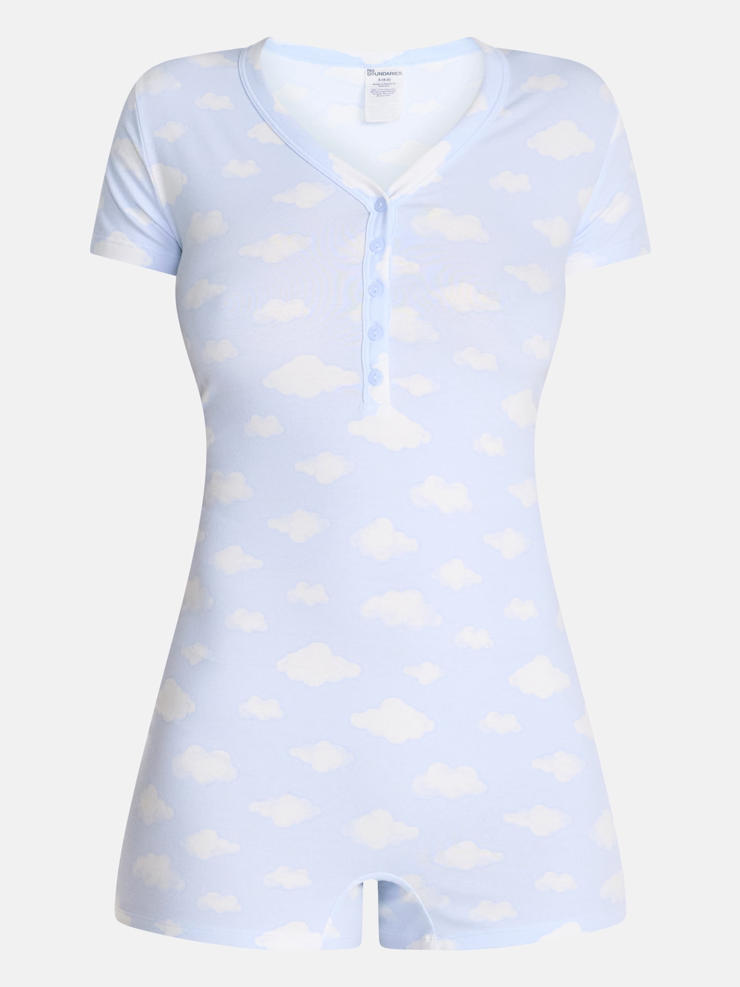 No Boundaries Cloud Core Sleepwear Romper, Women's XXS-3X