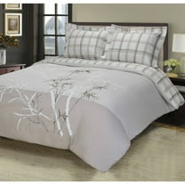 Superior Embroidered 3 Piece Duvet Cover Set, Full/ Queen, Beige