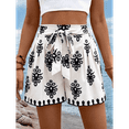 thumbnail image 5 of Women Skort 2025 Casual Summer Flowy Mini SkortKnot Side Elastic Waist Bodycon Print Skort White S, 5 of 7
