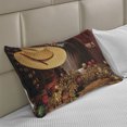 thumbnail image 2 of Western Knitted Quilt Pillowcover, Farmhouse with Christmas Celebrations with Wreath Americana Style Image Print, Standard King Size Pillow Cover for Bedroom, 36" x 20", Cream Brown, by Ambesonne, 2 of 2