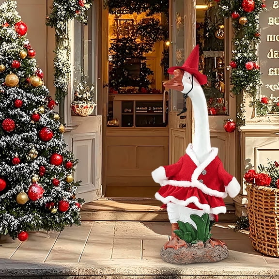 Sruoe Christmas Porch Goose Outfits, 23 Inch Porch Goose Clothes, Goose Clothes Dress, Duck Sculpture Clothes for Lawn Statue Cement Statue Yard Patio Party Decoration
