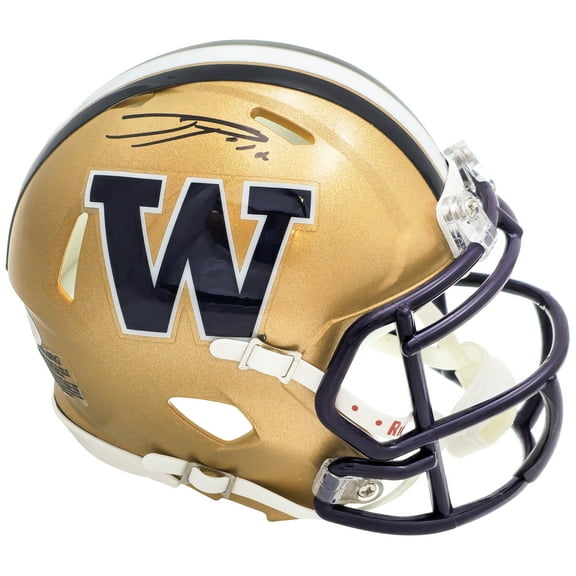 Ja'Lynn Polk Autographed Washington Huskies Gold Speed Mini Helmet MCS Holo 222057