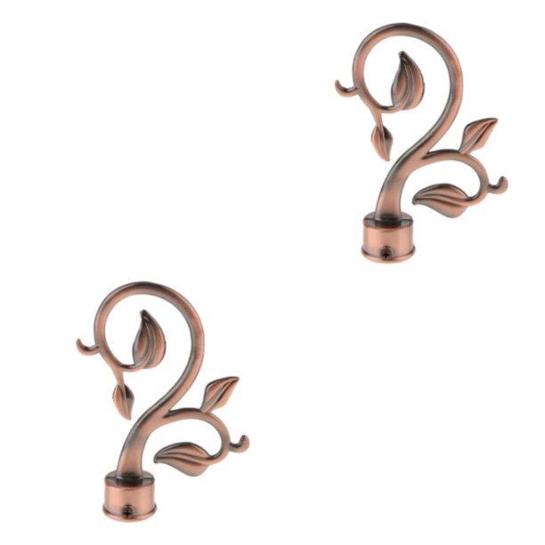 Bearachild Tapa de barra de cortina romana de 28 mm Decoración de poste de cortinas Hojas - Bronce rojo Tipo 1 2piezas