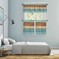 thumbnail image 5 of Farmhouse Aqua Brown Kitchen Curtains Sets for Windows 24 Inch Length, Vintage Wooden Striped Rod Pocket Window Treatments Tier Curtains and Valances Set for Bedroom/Bathroom, 5 of 8