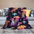 thumbnail image 2 of ARISTURING  Black Psychedelic Mushrooms 80s Throws Blanket Cozy Anti-Pilling Flannel Multiple, 2 of 6
