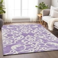 thumbnail image 5 of HomeRoots 676940 5 x 8 ft. Purple & Ivory Damask Washable Machine Made Rectangle Area Rug with UV Protection, 5 of 7