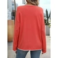 thumbnail image 2 of Women'S Fall Sweaters 2025 Casual Crew Neck Contrast Long Sleeve Knit Pullovers Jumper Tops Red XL, 2 of 8
